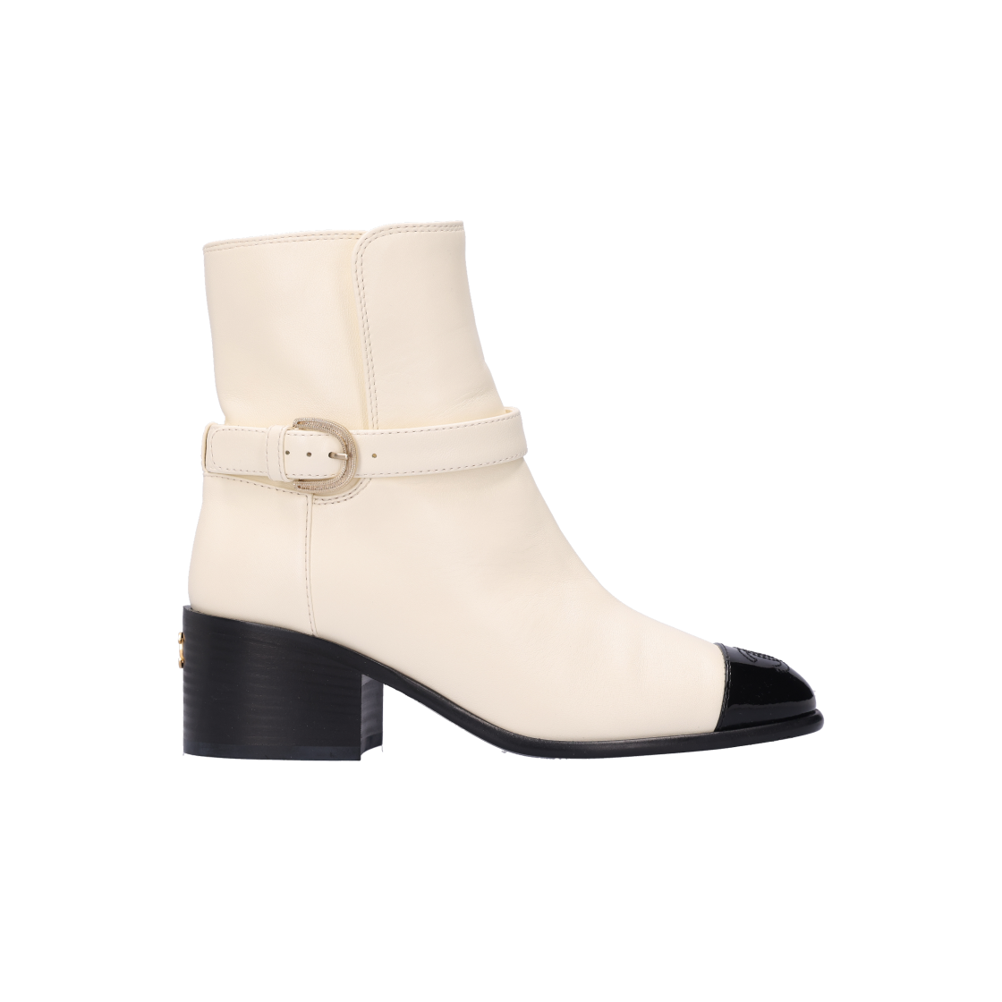 샤넬 G38067 부츠 레더 아이보리 37.5(Chanel G38067 Ivory Leather Boots)
