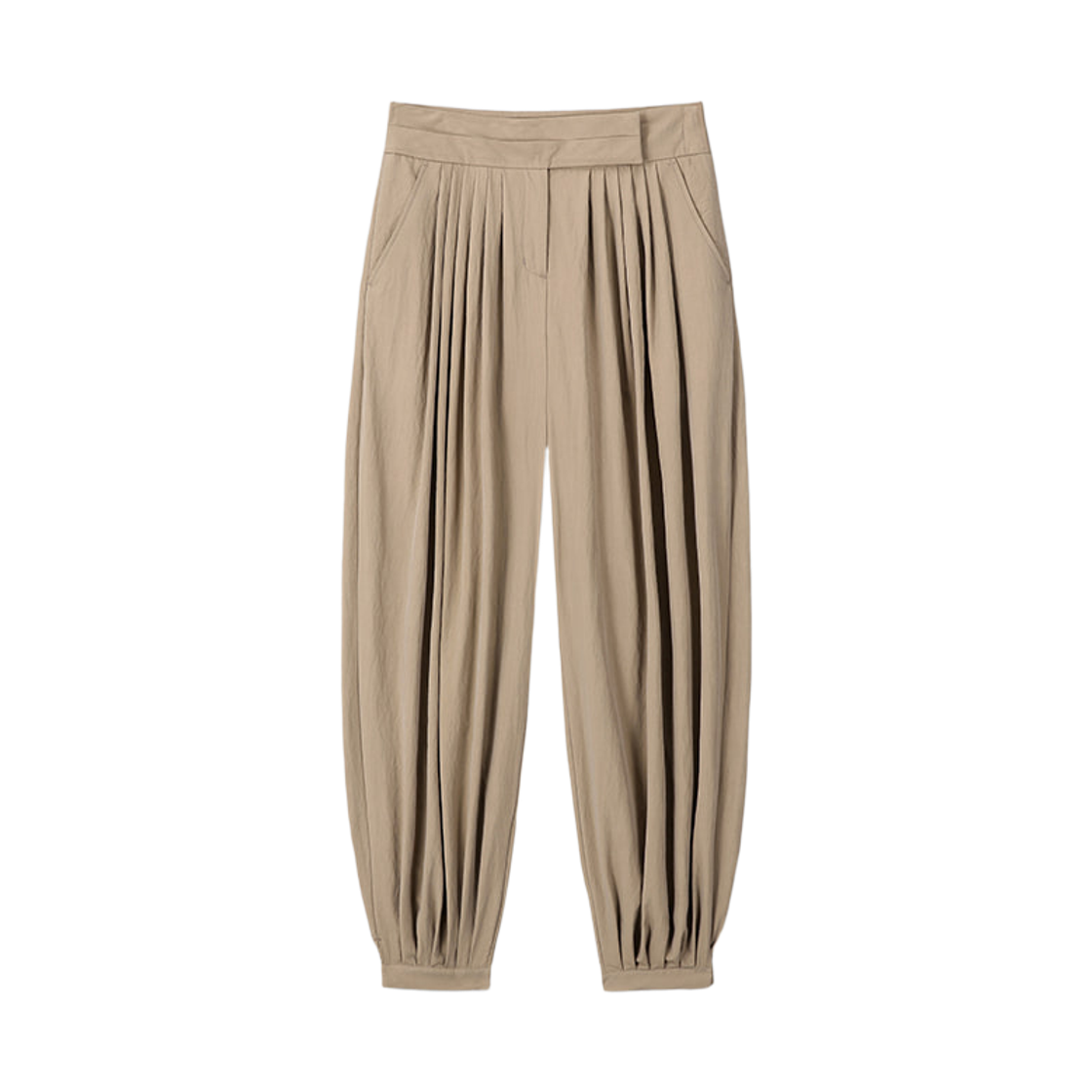 (W) 토니웩 플리츠 볼류미너스 팬츠 베이지((W) Tonywack Pleated Voluminous Pants Beige) - 1