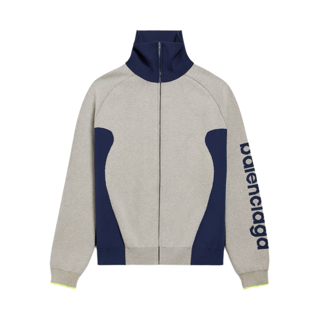 A000GVT34591223 Balenciaga Bodies Knitted Zip-Up Cardigan Grey Navy