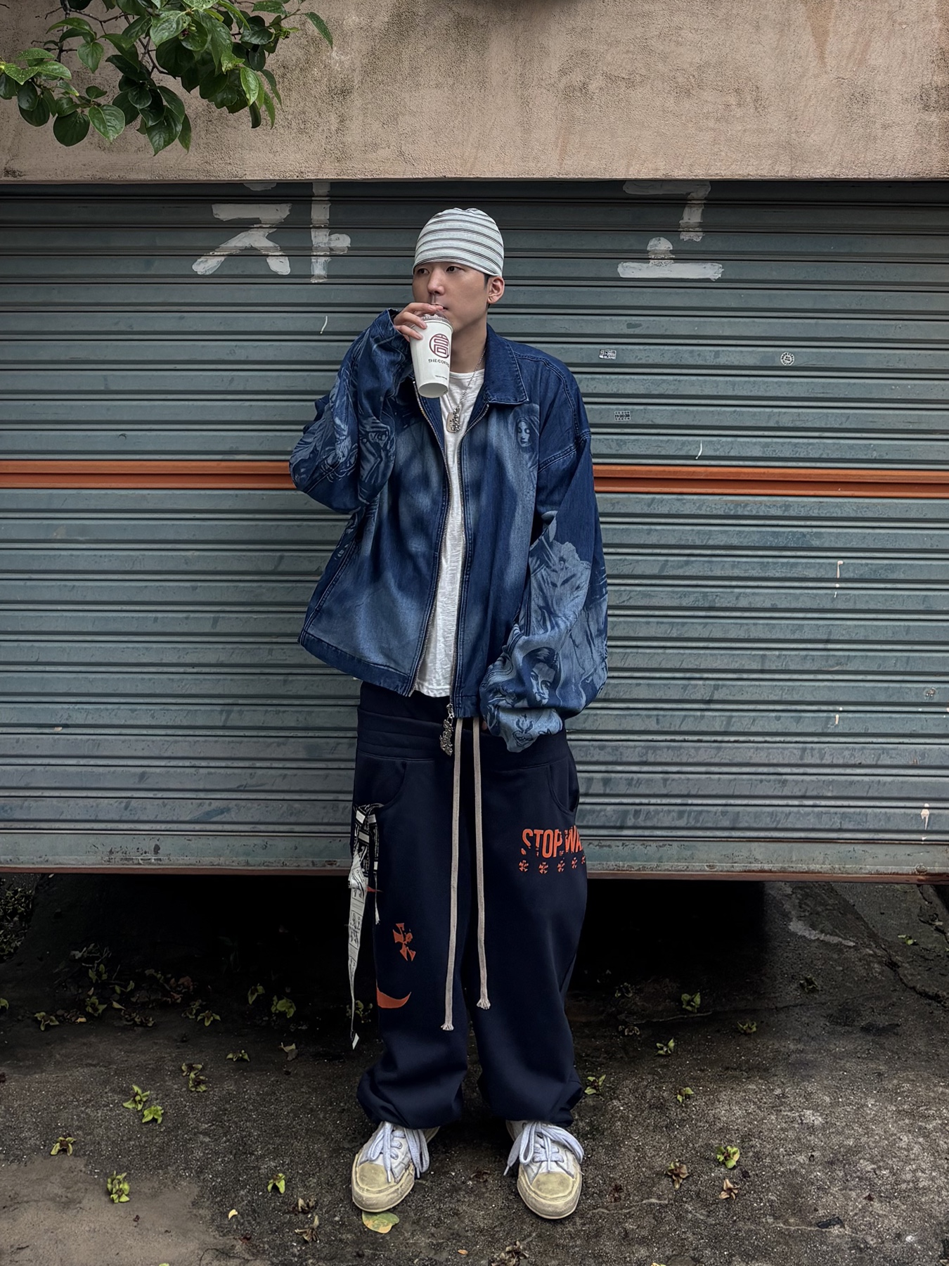 Wapworks Layered Waist System Sweatpants Navy, Not New Nn Label Stripe Beanie Navy 착용 스타일 - 1