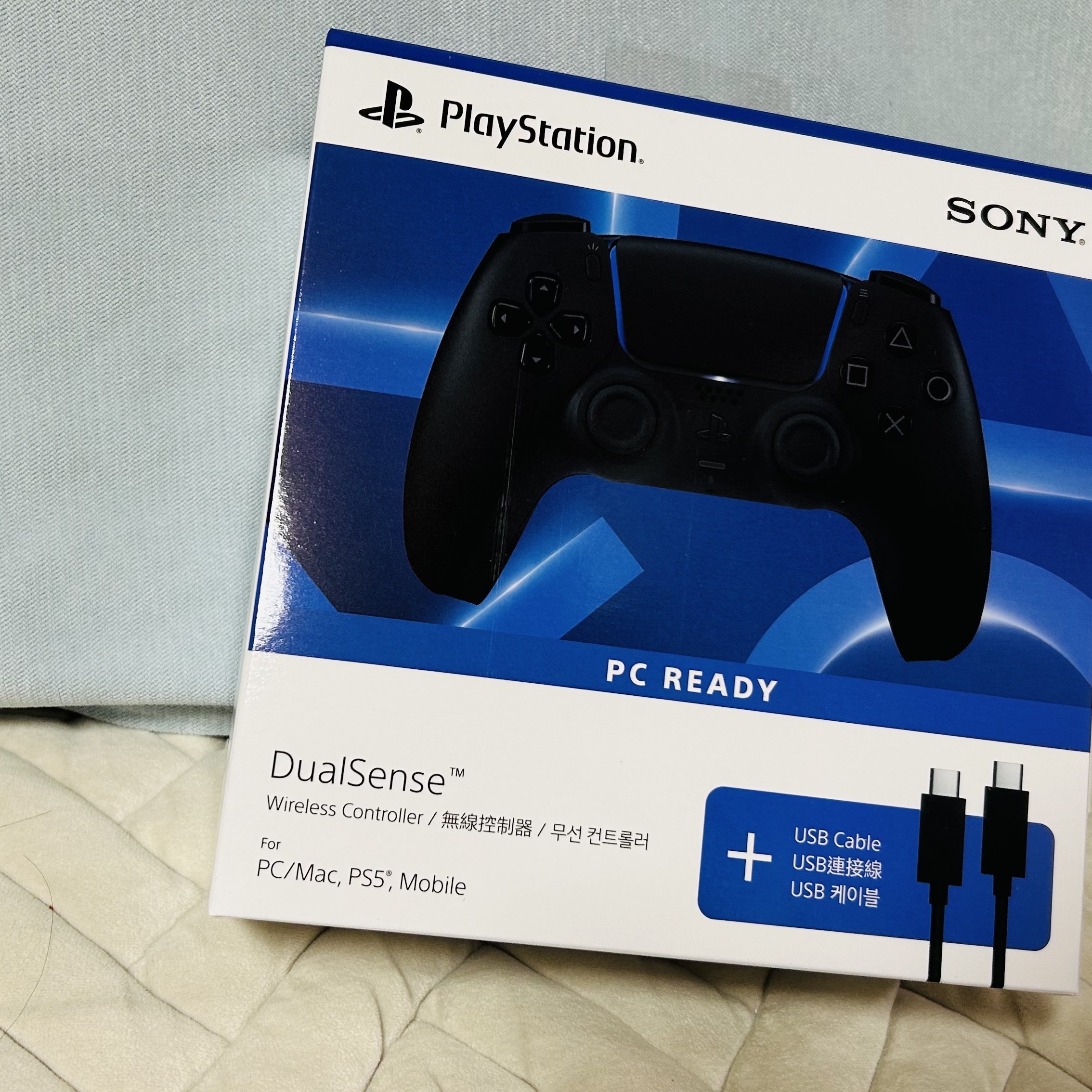PlayStation 5 DualSense Wireless Controller Midnight Black + USB Cable for PC 착용 스타일