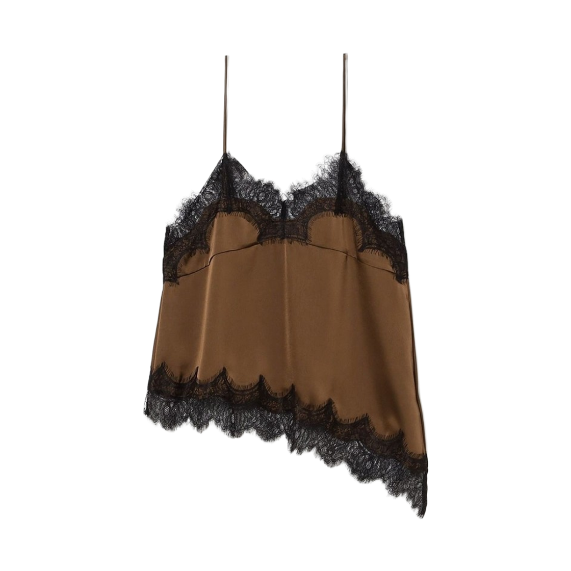 61-01-1057-462 (W) Ray Beams Lace Trimmed Satin Camisole Brown