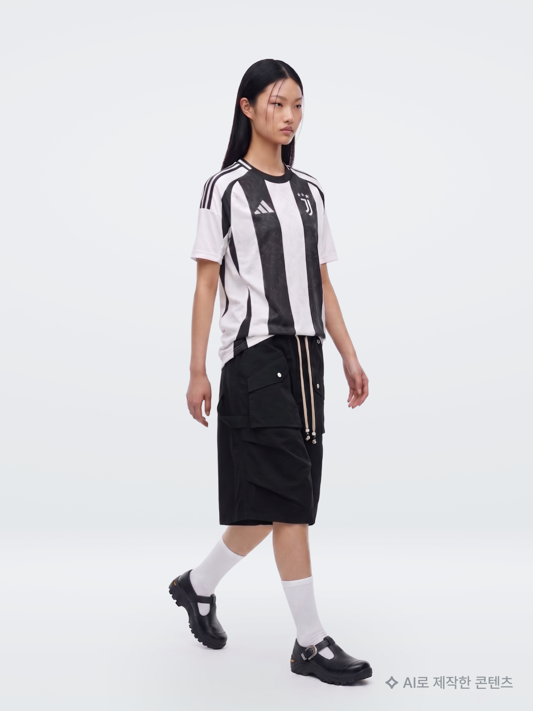 Umbro x Kasina 1997 Football Jersey Ivory, GOEN.J Asymmetric Draped Down Washed Midi Denim Skirt Blue 착용 스타일 - 4