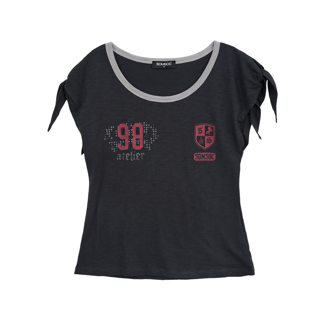 솜속 리코 엠블럼 타이드 탑 챠콜(SOMSOC Rico Emblem Tied Top Charcoal)