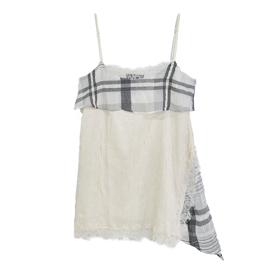 솜속 로지 링클 콘트라스트 슬립 드레스 크림(SOMSOC Rosy Wrinkle Contrast Slip Dress Cream)