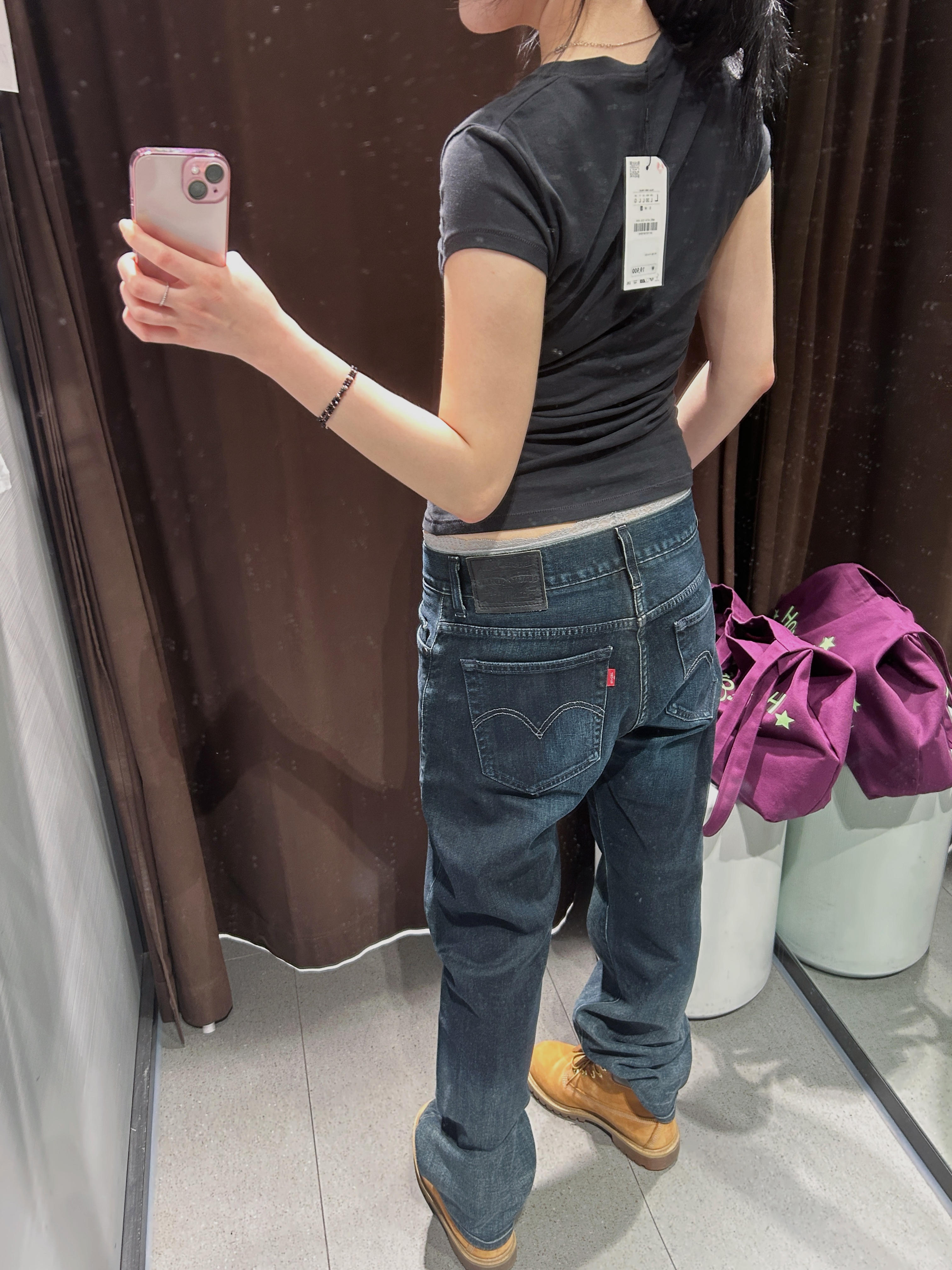 Timberland Premium 6 inch Waterproof Boot Wheat Nubuck - Wide, Levi's 568 Loose Straight Jeans Dark Indigo 착용 스타일 - 1