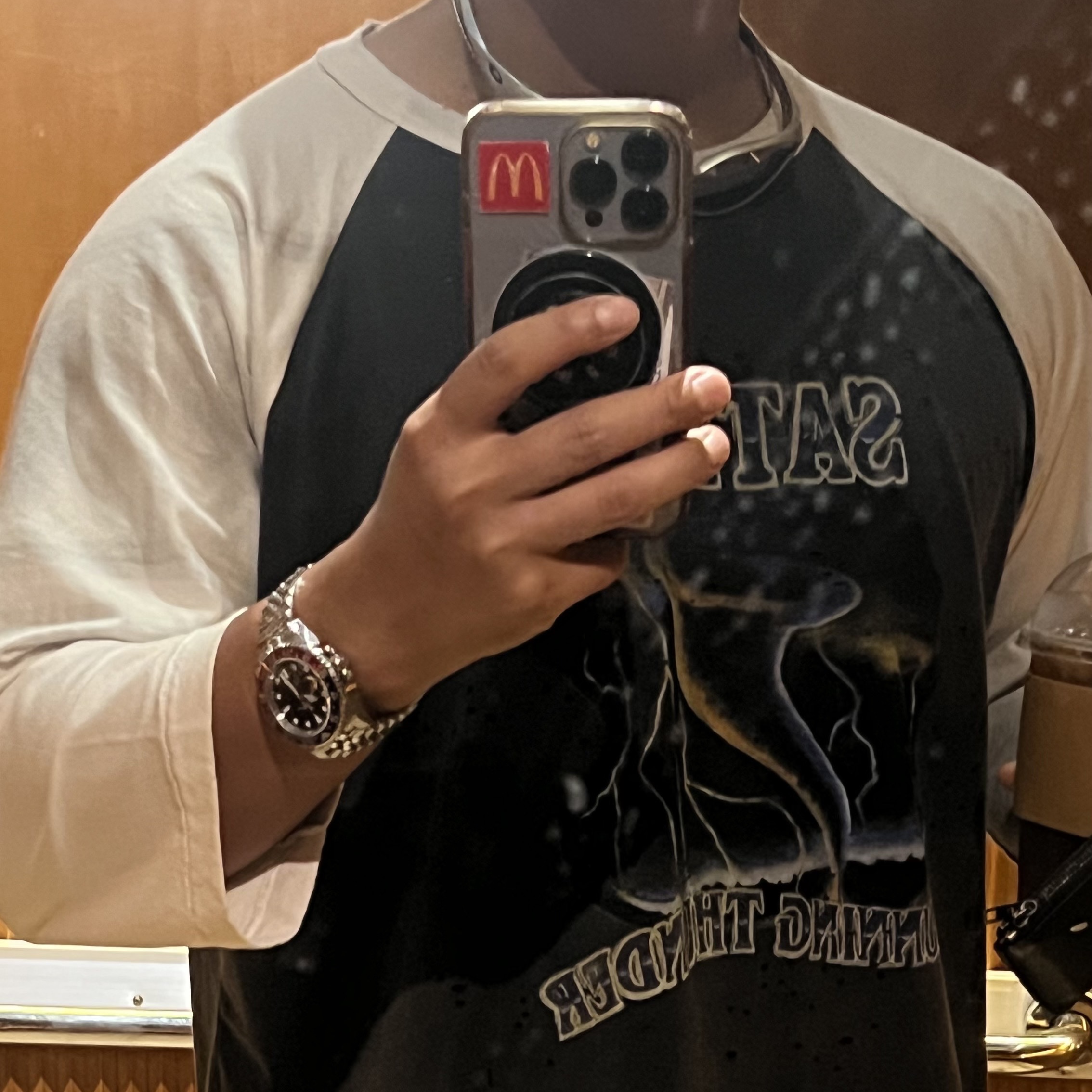 Satisfy Mothtech Baseball T-Shirt Off White Aged Black, Oakley Eye Jacket Redux Silver Frame Prizm Black Polarized Lenses High Bridge Fit 착용 스타일 - 2