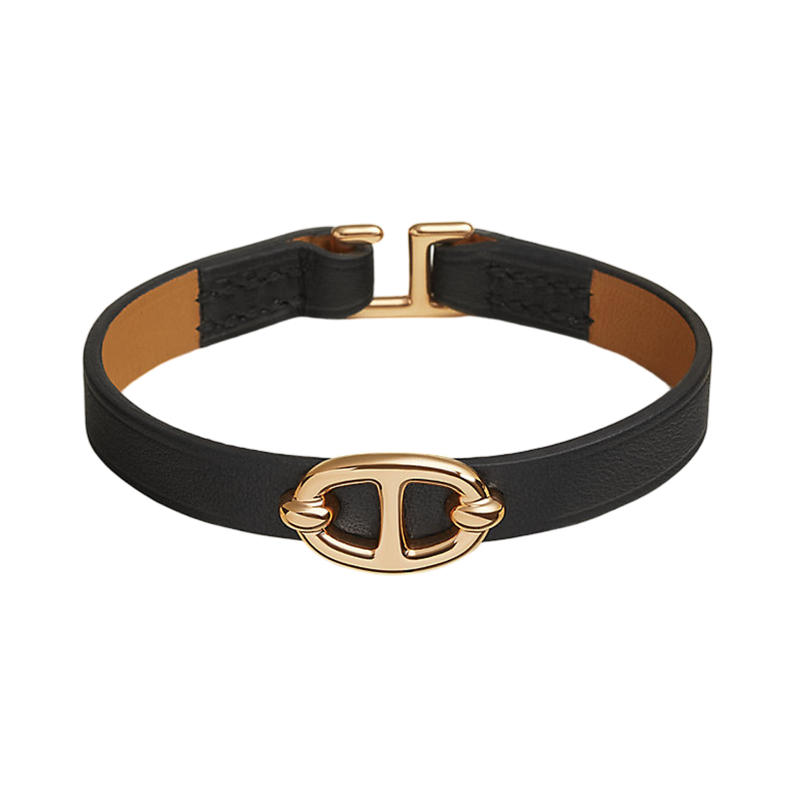 H500522FC89 Hermes Mini Thalassa Bracelet Swift Calfskin & Yellow Gold Noir