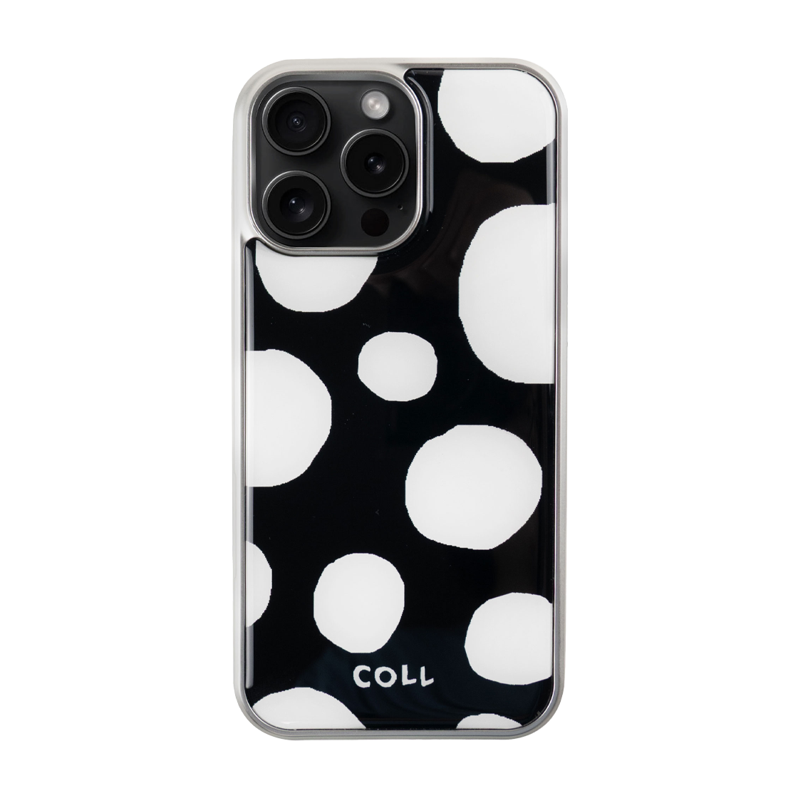 꼴라주바캉스 폴카 도트 실버 에폭시 범퍼 케이스 블랙(COLLAGEVACANCE Polka Dot Silver Epoxy Bumper Case Black)
