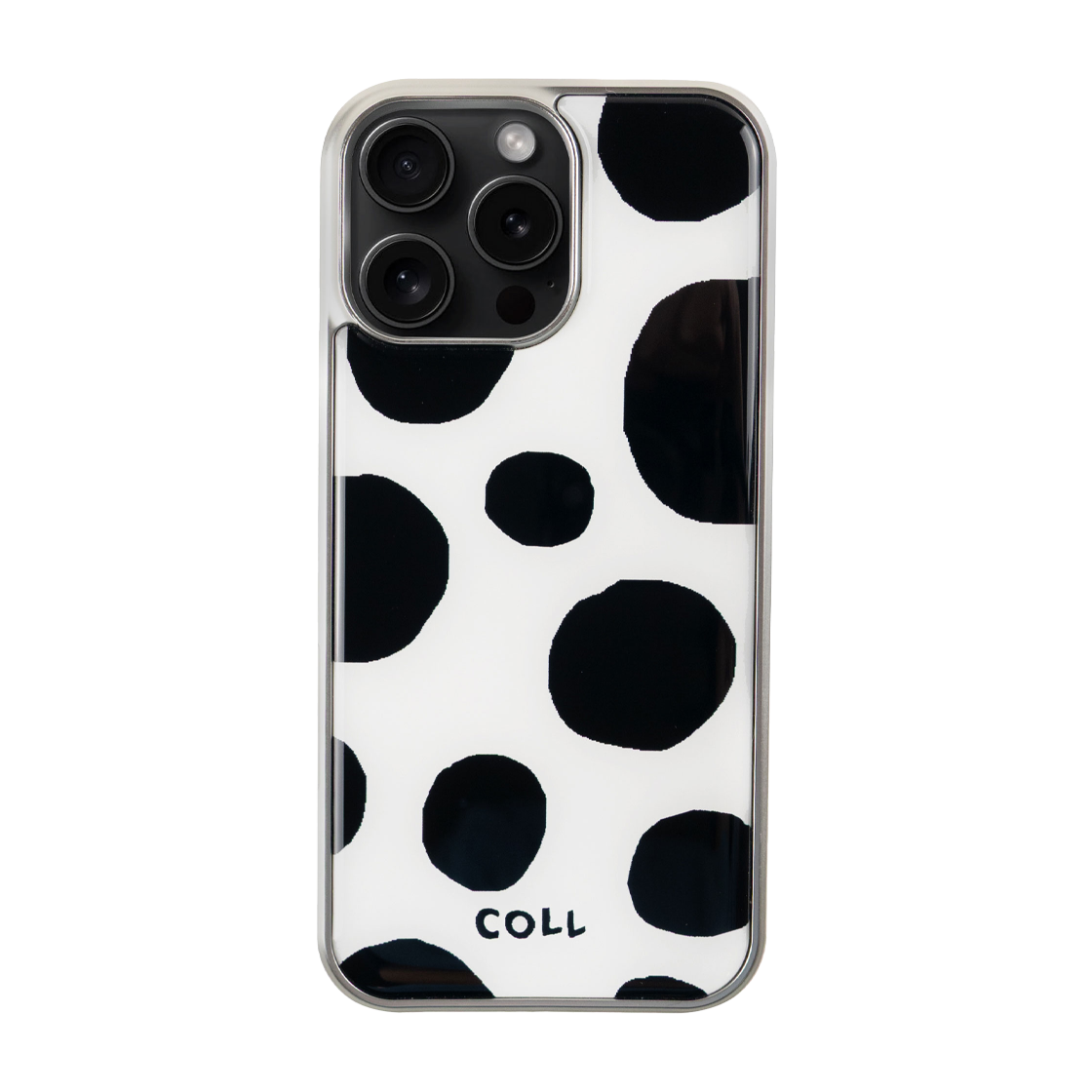 꼴라주바캉스 폴카 도트 실버 에폭시 범퍼 케이스 화이트(COLLAGEVACANCE Polka Dot Silver Epoxy Bumper Case White)