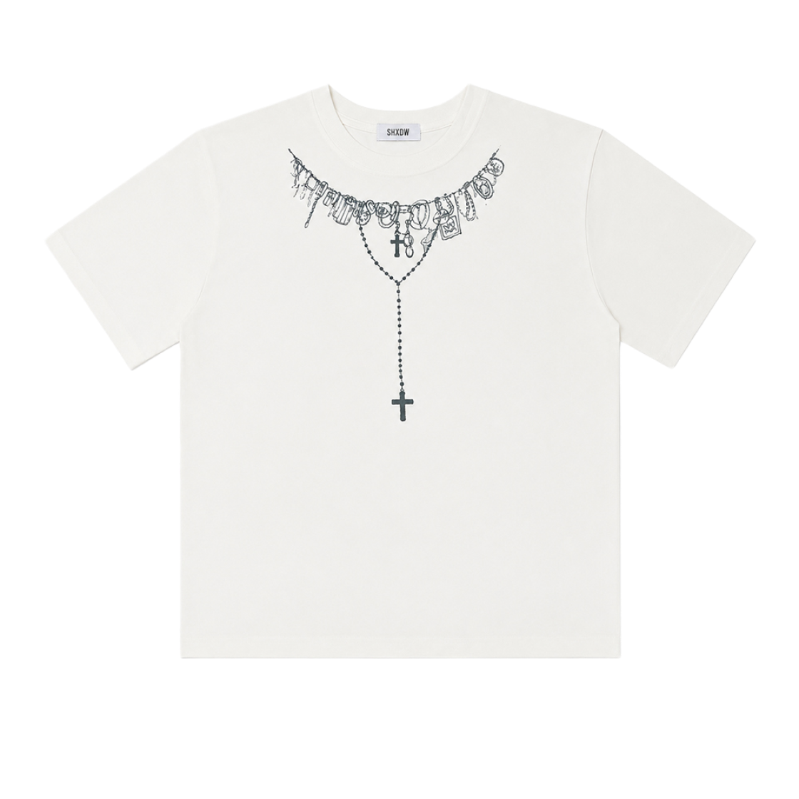 T04-SS26-WH-F-017 SHXDW Vintage Chain T-Shirt White