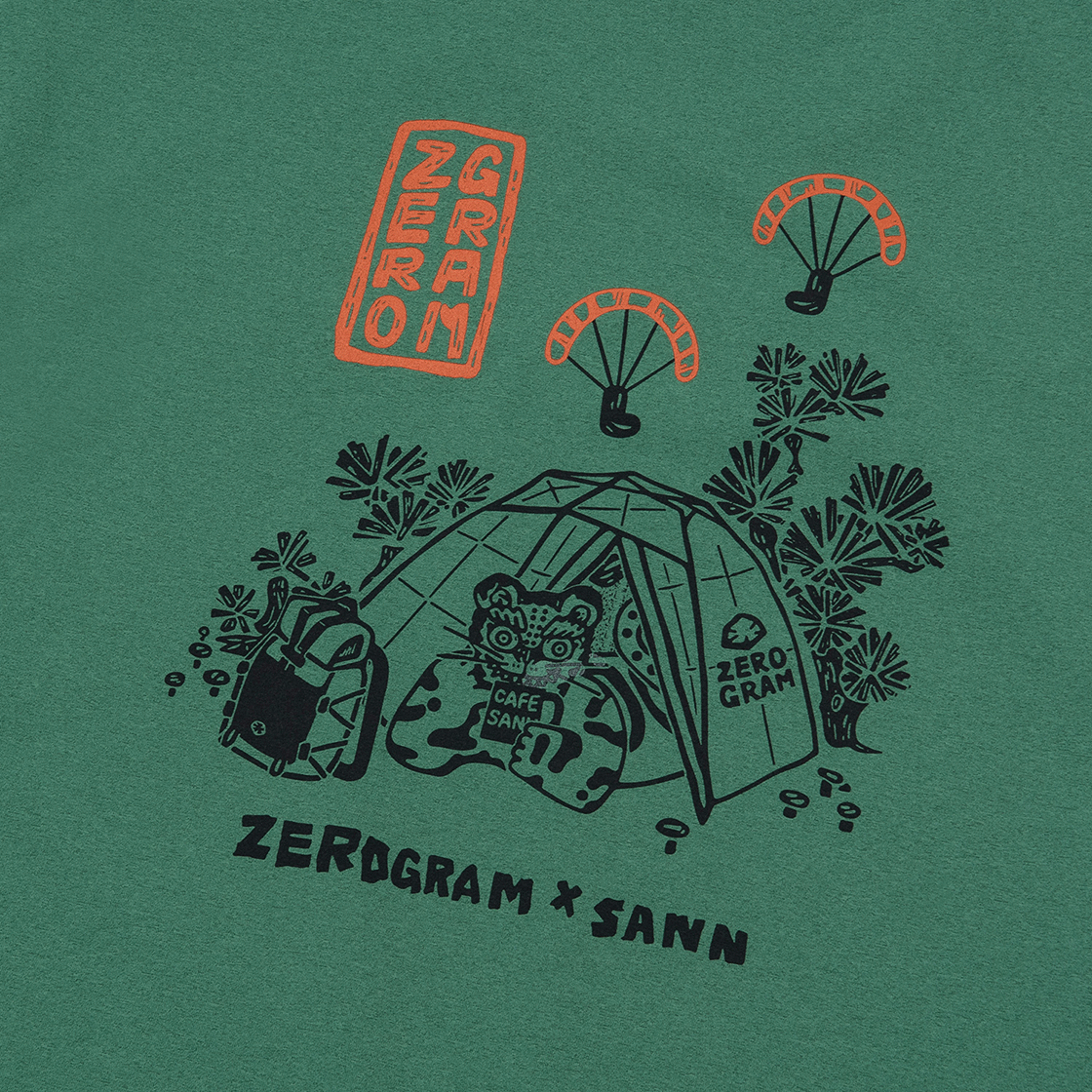 제로그램 x 산 타이거인더텐트 그래픽 티셔츠(ZEROGRAM x SANN Tiger In The Tent Backgraphic SS Green) - 4