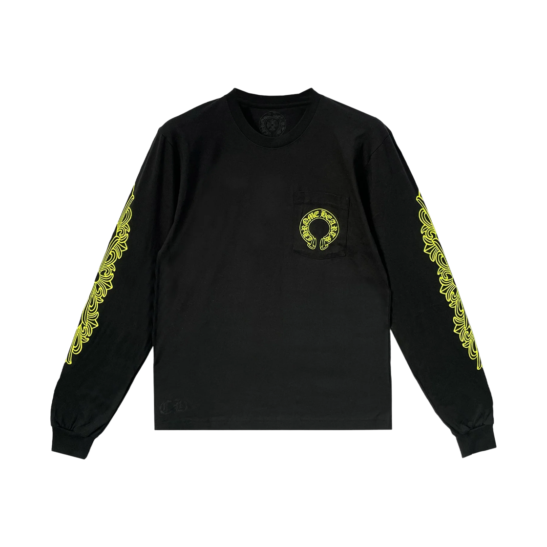크롬하츠 홀스슈 로고 포켓 롱슬리브 티셔츠 블랙 네온(Chrome Hearts Horseshoe Logo Pocket LS T-Shirt Black Neon) - 2