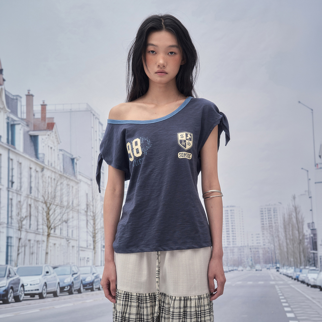 솜속 리코 엠블럼 타이드 탑 네이비(SOMSOC Rico Emblem Tied Top Navy) - 2