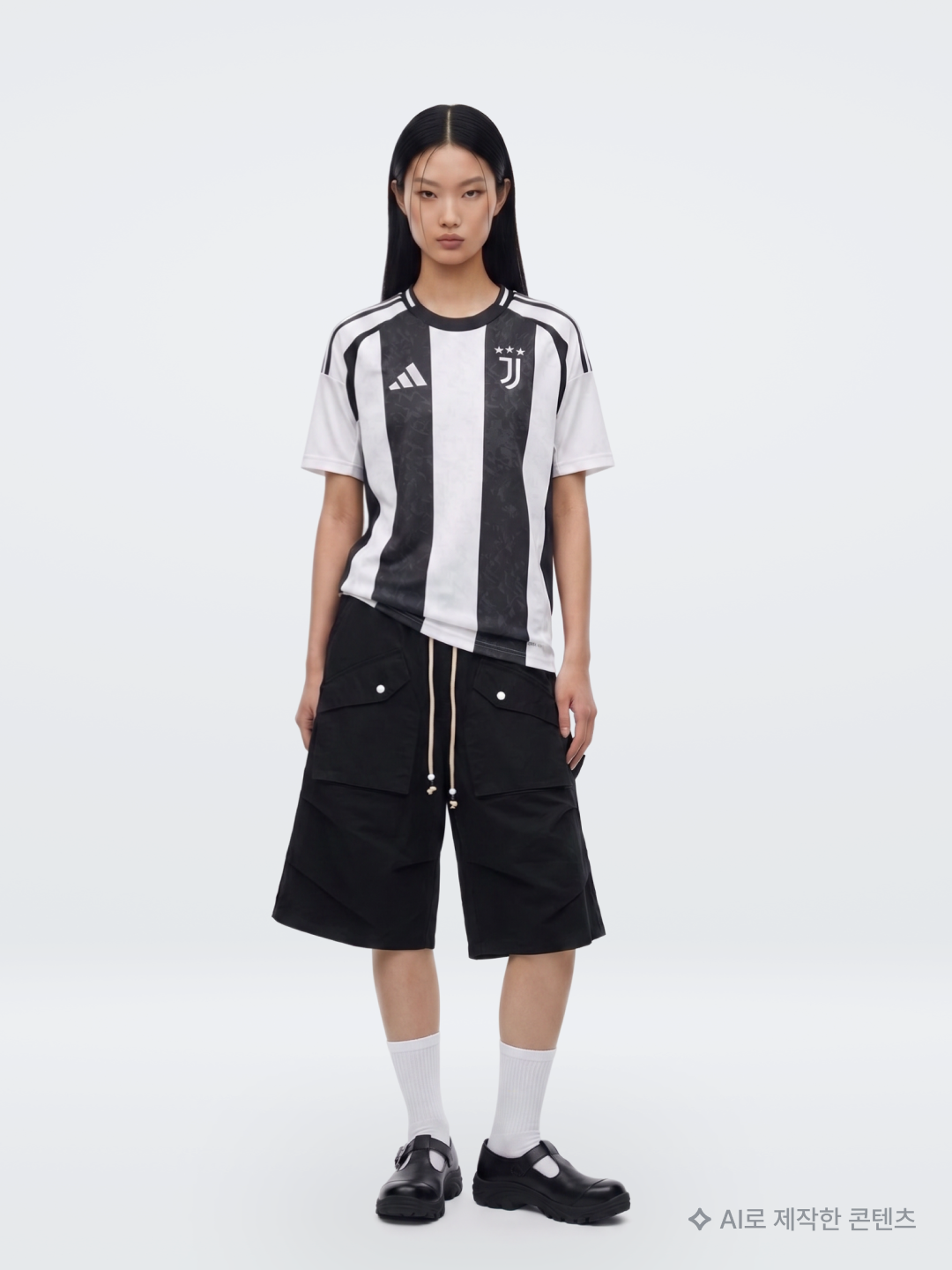 Umbro x Kasina 1997 Football Jersey Ivory, GOEN.J Asymmetric Draped Down Washed Midi Denim Skirt Blue 착용 스타일 - 3