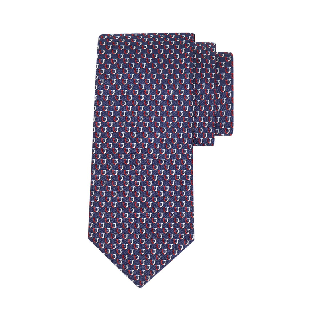 351354-789243 Ferragamo Bicolor Gancini Jacquard Tie Navy Blue