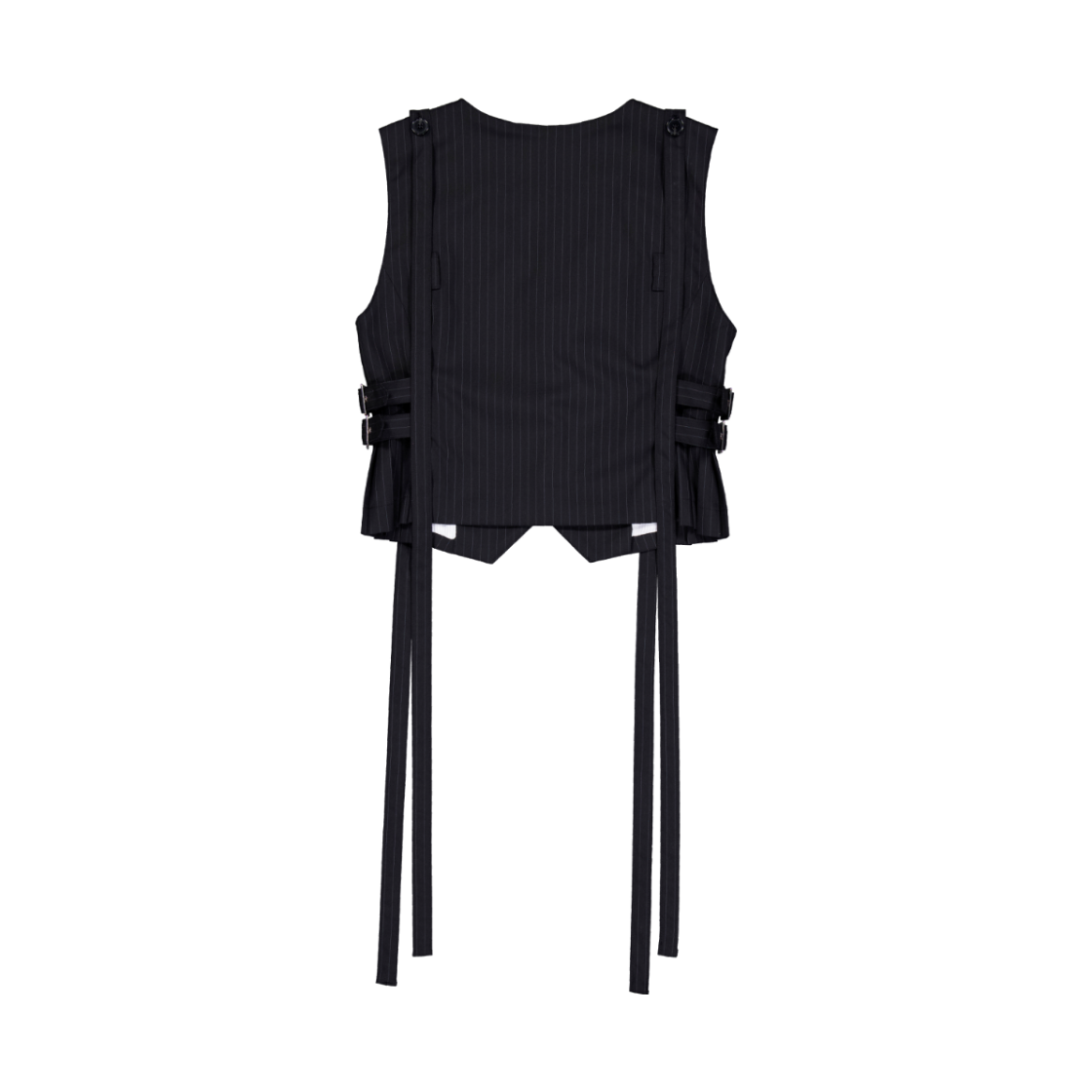 던다운 시그니처 스트랩 플리츠 벨트 베스트 - 블랙(DAWNDOWN Signature Strap Pleats Belt Vest Black) - 2