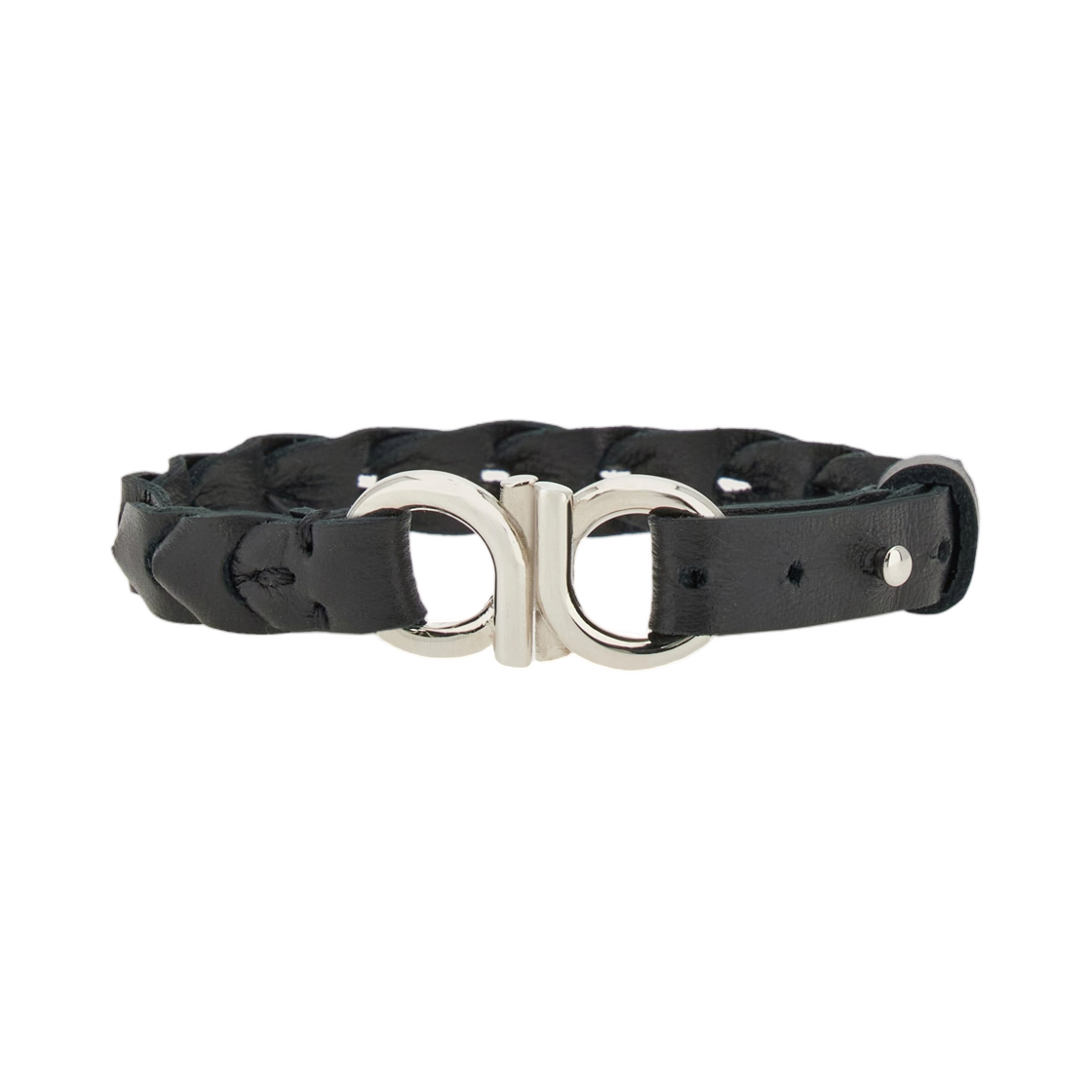 770378-780298 Ferragamo Braided Gancini Bracelet Black