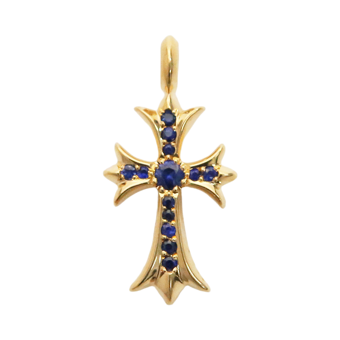 9712462 Hansroom Chrome Hearts 22K Tiny Fat Cross Pave Sapphire
