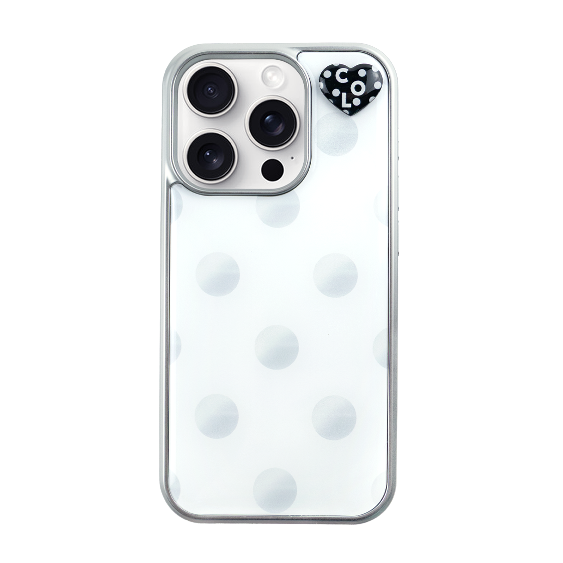 꼴라주바캉스 폴카 도트 하트 로고 펜던트 에폭시 케이스 화이트(COLLAGEVACANCE Polka Dot Heart Logo Pendant Epoxy Case White)