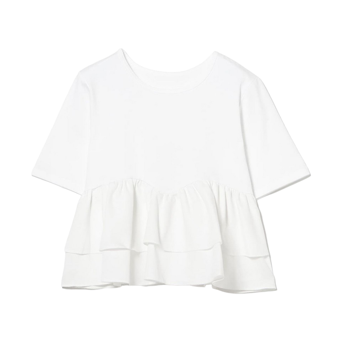 61-04-1499-101 (W) Ray Beams Tiered Cut-Off T-Shirt White