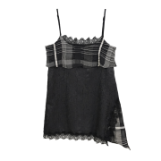 SOMSOC Rosy Wrinkle Contrast Slip Dress Black