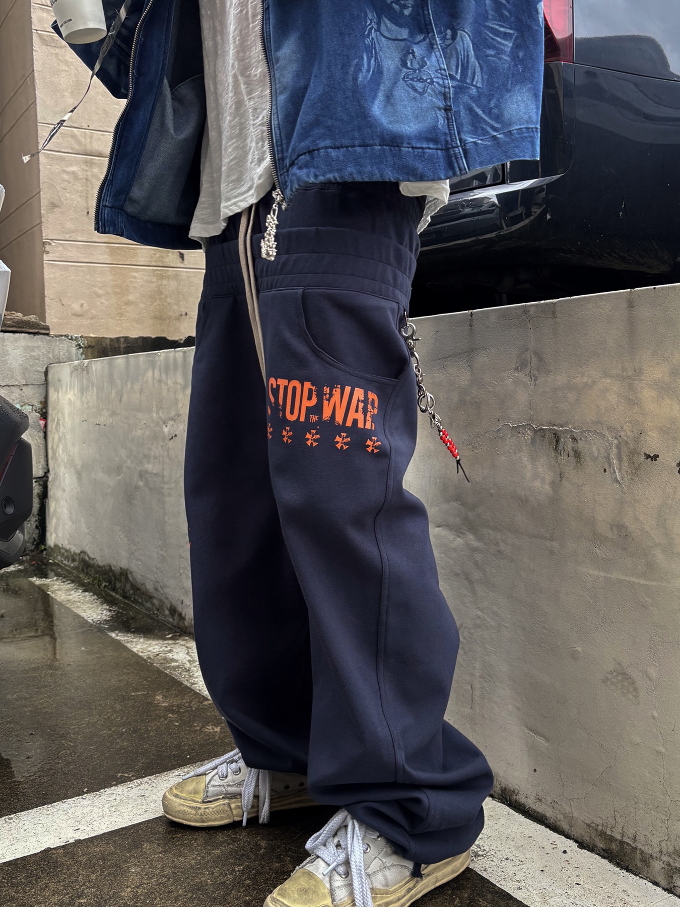 Wapworks Layered Waist System Sweatpants Navy, Not New Nn Label Stripe Beanie Navy 착용 스타일 - 6