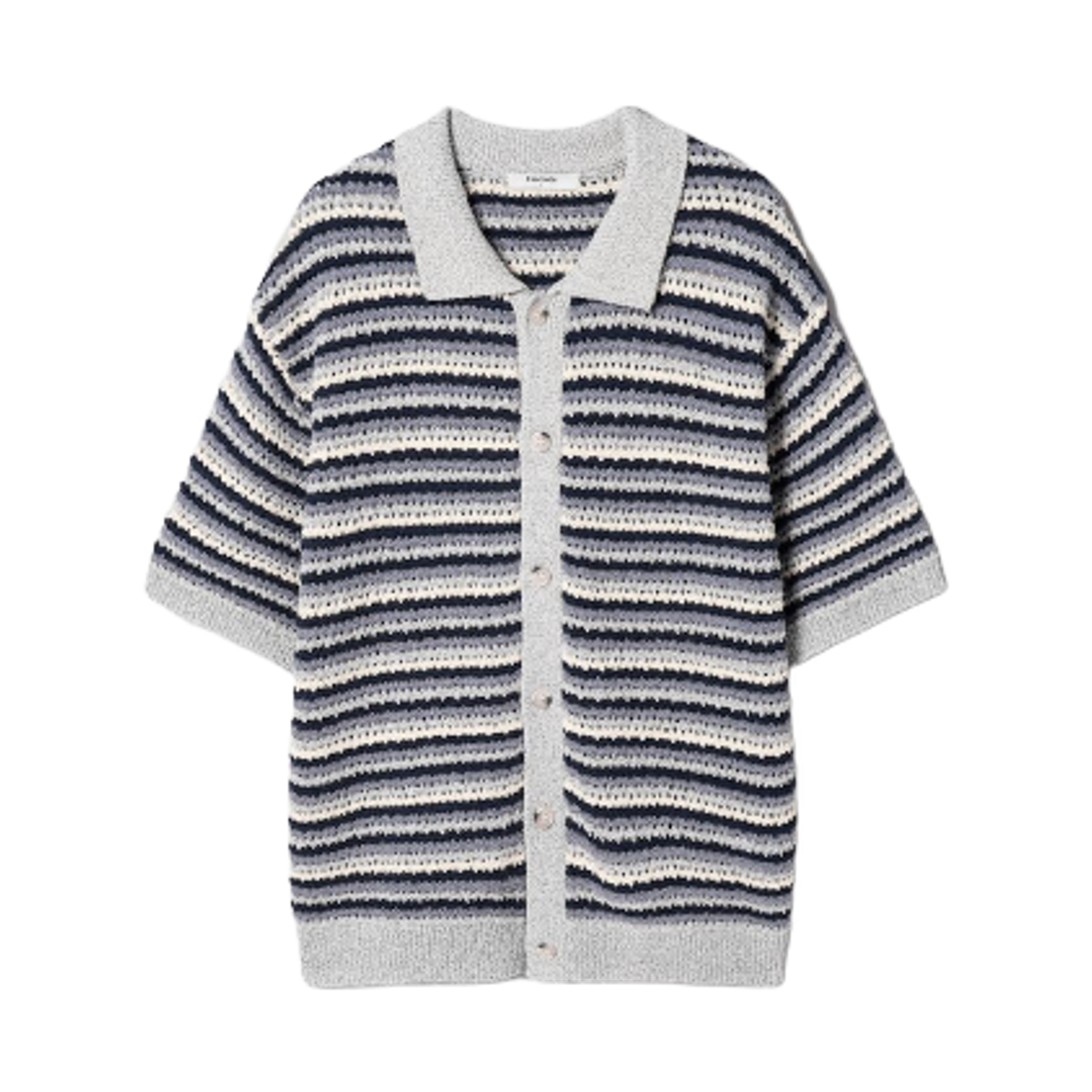 26545AAY22 8seconds Multi Stripe Collar Cardigan Light Gray Silver