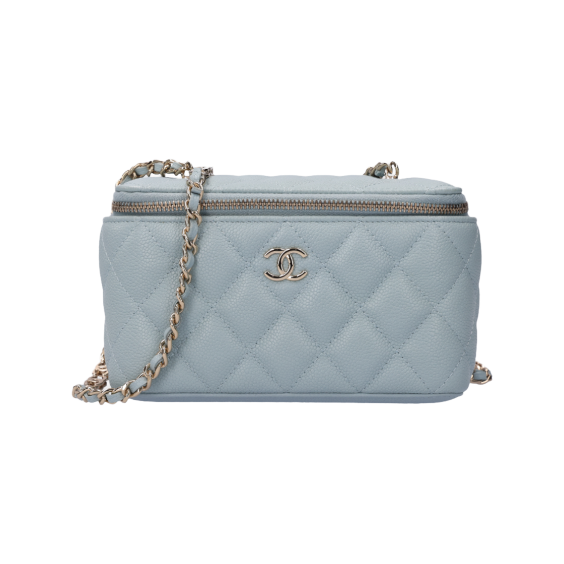 ITUQAAAOH4GT Chanel Chain Cosmetic Vanity in Light Blue Calfskin