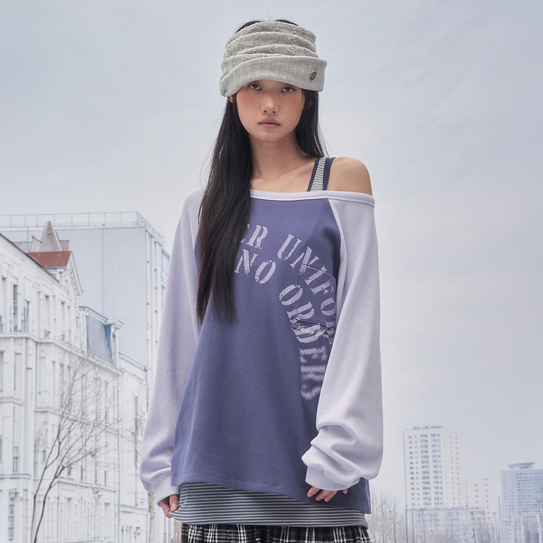 솜속 밀리 아트웍 레글런 탑 라벤더(SOMSOC Milli Artwork Raglan Top Lavender) - 2