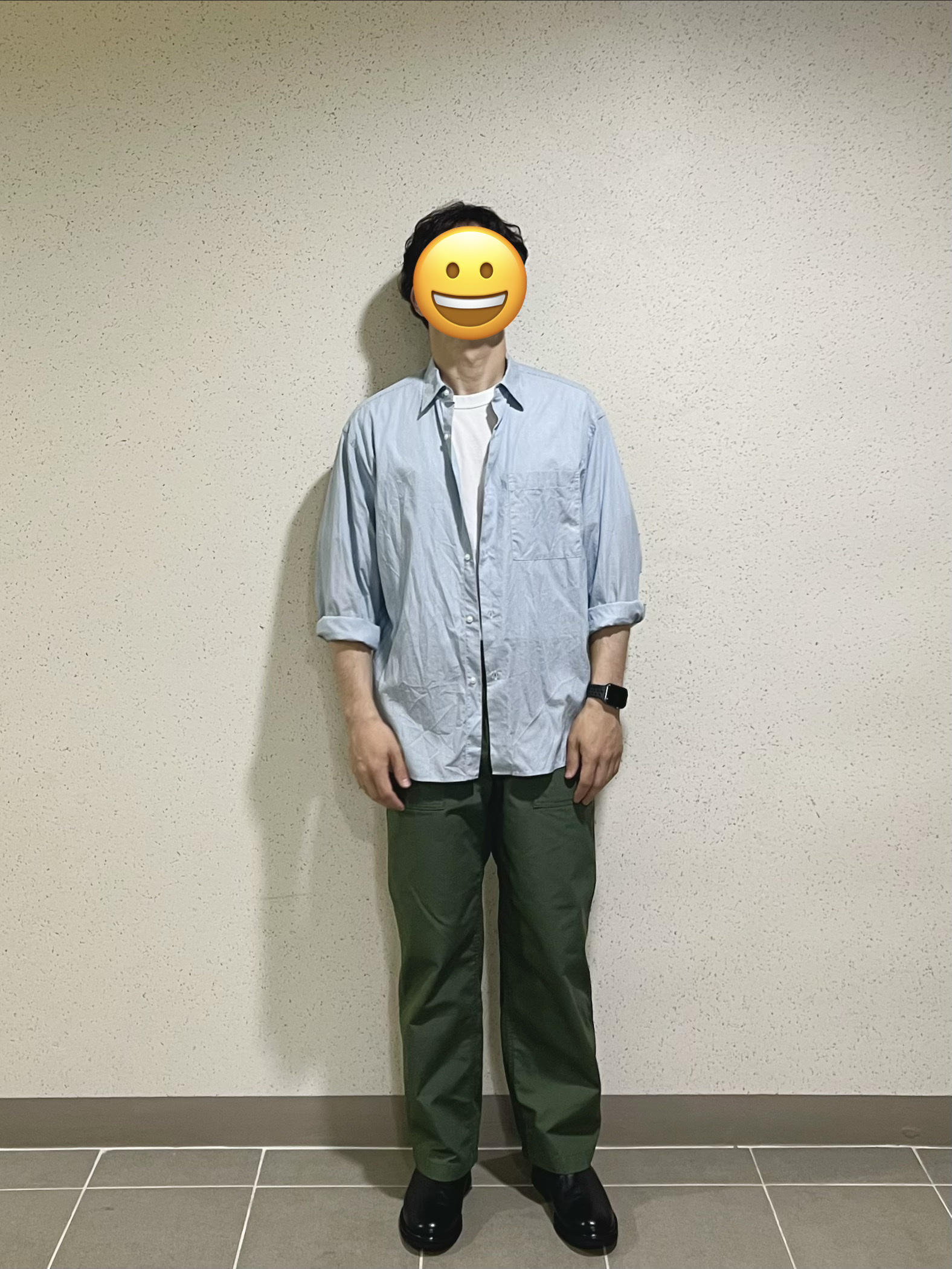Uniqlo C Broadcloth Striped Shirt Blue - JP, JOSEPHT Henry Black 착용 스타일 - 2