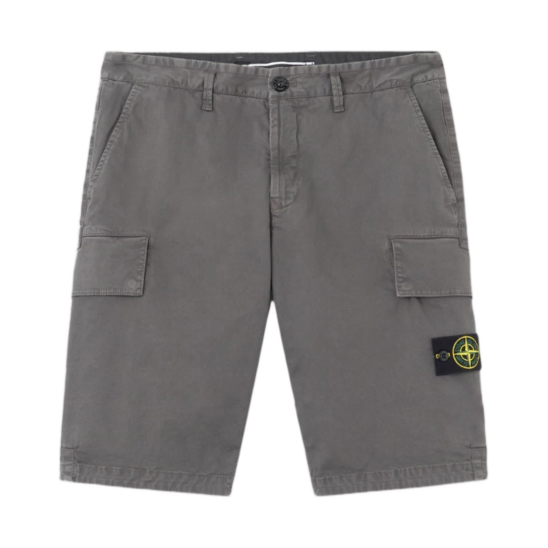 L1S15L1000-18S0004-V0165 Stone Island L100018 Organic Cotton Stretch Broken Twill Old Effect Slim-Fit Cargo Shorts with Asymmetrical Seams Charcoal Grey - 26SS
