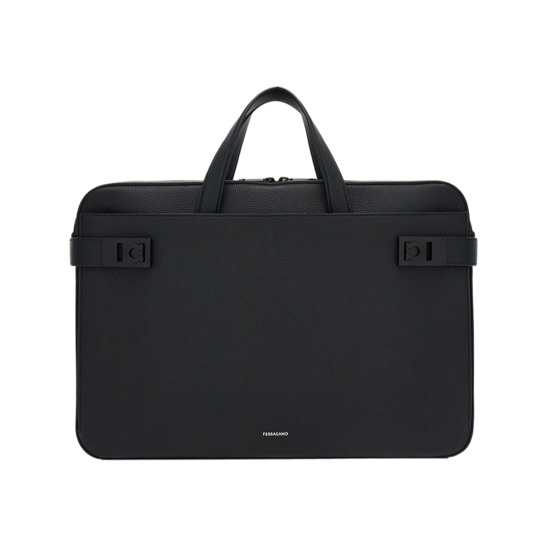 241652-775193 Ferragamo Briefcase with Hug Buckle M Black
