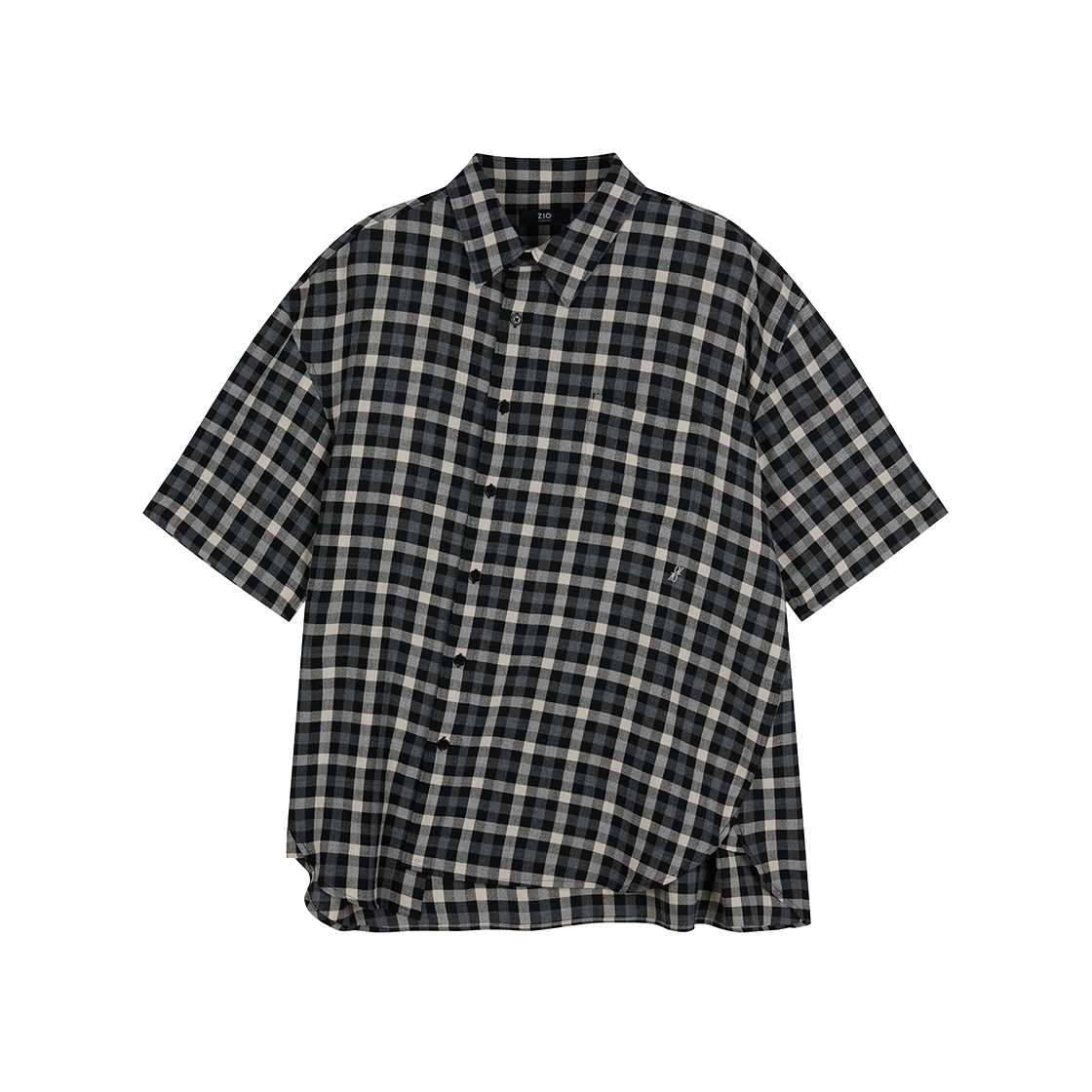 지오송지오 컬렉션 라울뒤피 어시매트릭 체크 하프 셔츠 블랙 BI3SH331BK(ZIOSONGZIO COLLECTION Raoul Dufy Asymmetric Check Half Shirt Black) - 2