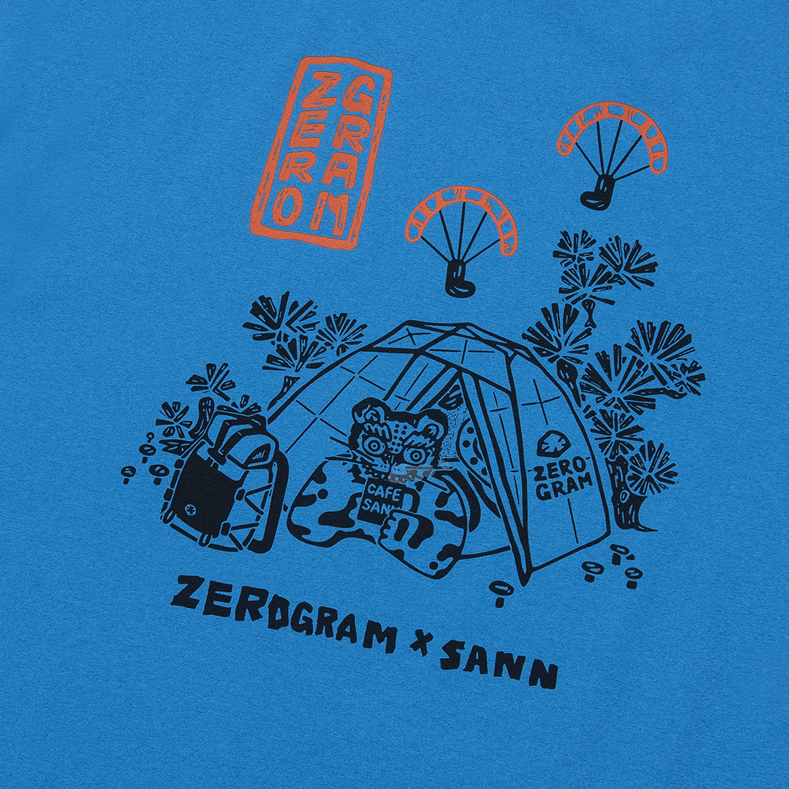 제로그램 x 산 타이거인더텐트 그래픽 티셔츠(ZEROGRAM x SANN Tiger In The Tent Backgraphic SS Blue) - 4