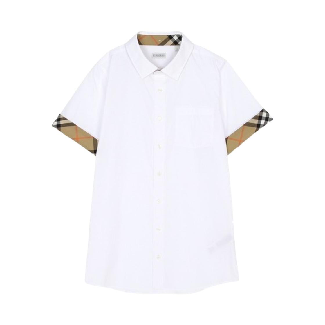 8117167 (Kids) Burberry Check Trim Cotton Shirt White