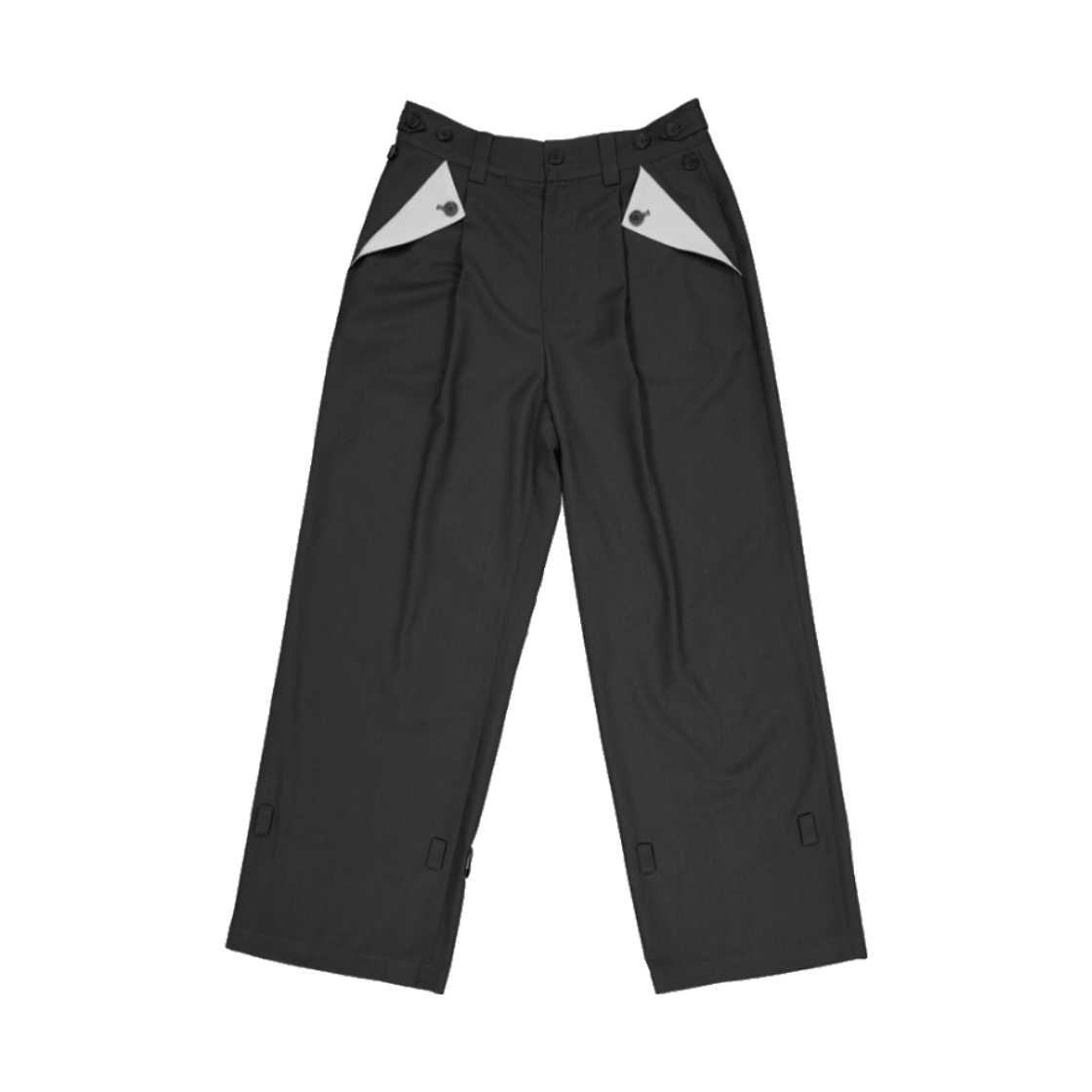 던다운 시그니처 투웨이 배색 포켓 슬랙스 - 차콜(DAWNDOWN Signature Two-Way Contrast Pocket Trousers Charcoal)