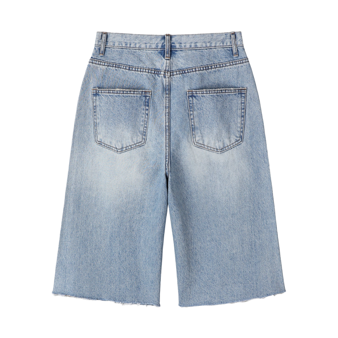 (W) 토니웩 로우 헴 데님 버뮤다 쇼츠 워시드 라이트 블루((W) Tonywack Raw Hem Denim Bermuda Shorts Washed Light Blue) - 2