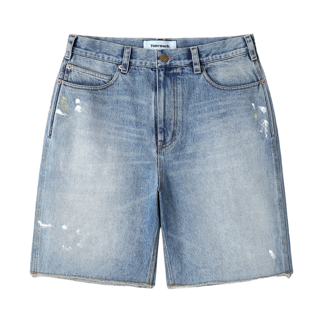 토니웩 핸드 페인티드 로우 헴 데님 쇼츠 빈티지 블루(Tonywack Hand Painted Raw Hem Denim Shorts Vintage Blue)