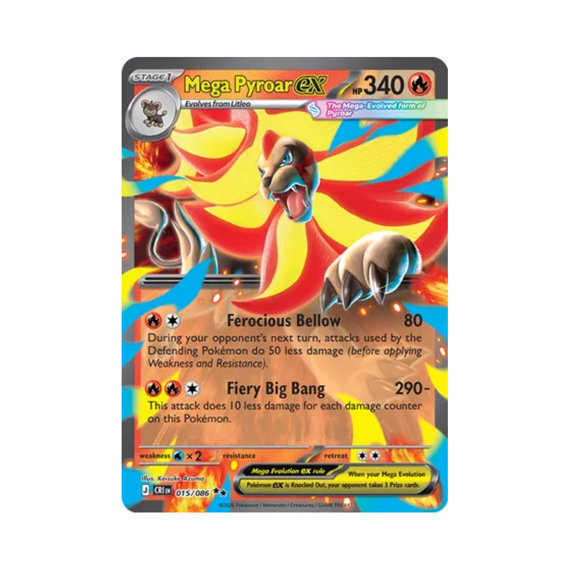 포켓몬 TCG 메가 화염레오 ex RR 카오스 라이징 (영문판)(Pokemon TCG Mega Pyroar ex RR Chaos Rising (English Ver.))
