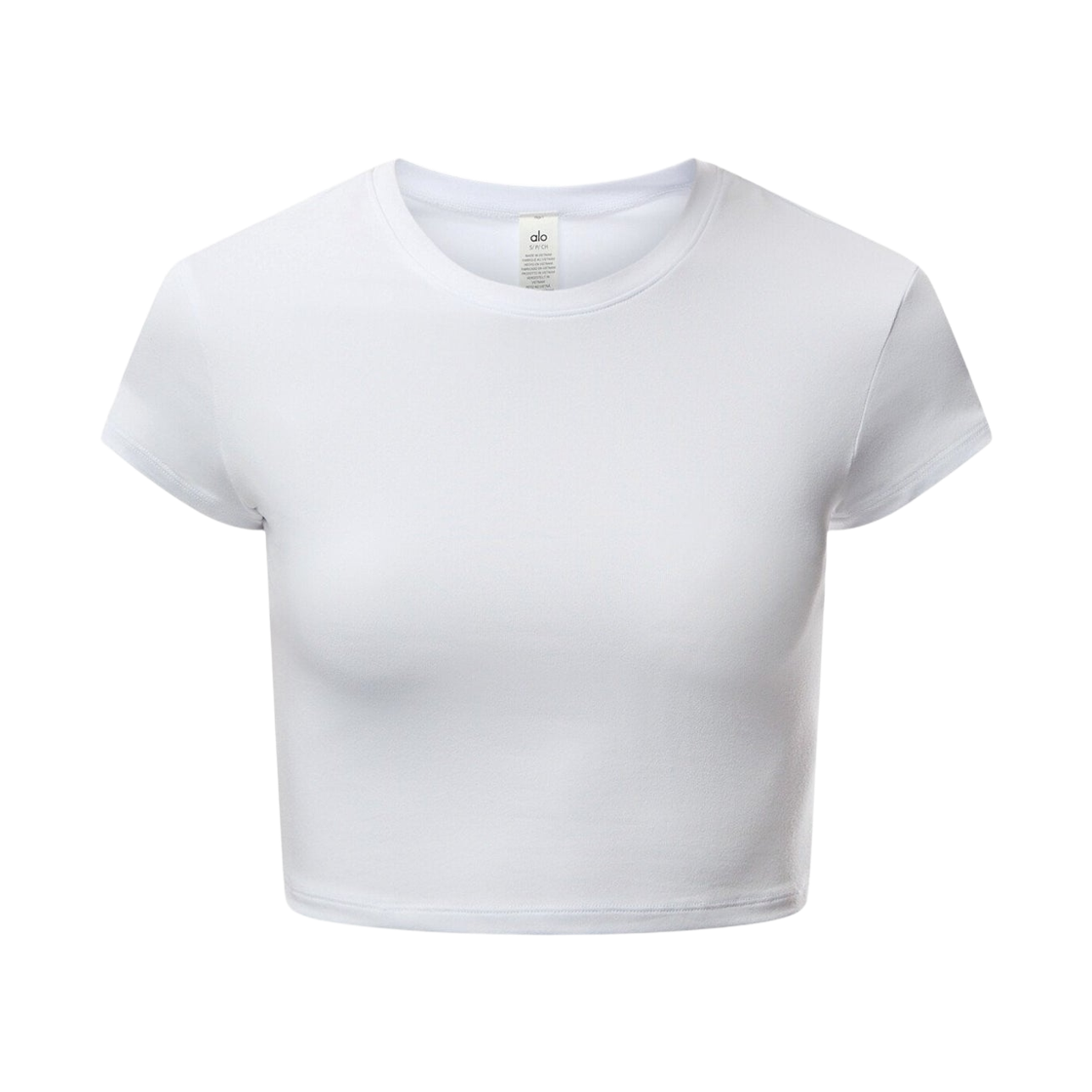 (W) 알로 요가 알로소프트 크롭 피네스 숏슬리브 화이트((W) Alo Yoga Alosoft Crop Finesse Short Sleeve White) - 1
