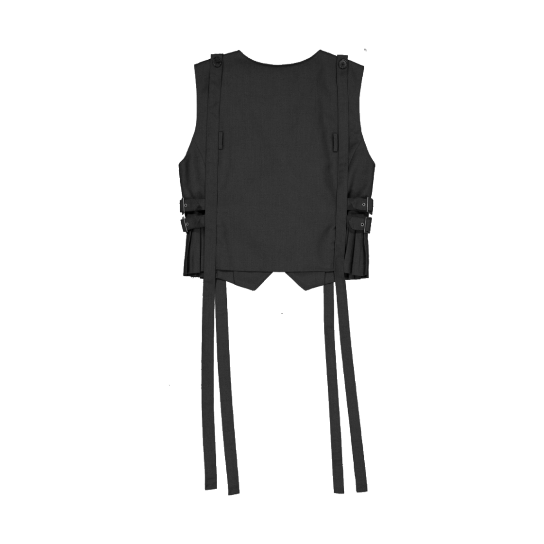 던다운 시그니처 스트랩 플리츠 벨트 베스트 - 차콜(DAWNDOWN Signature Strap Pleats Belt Vest Charcoal) - 2