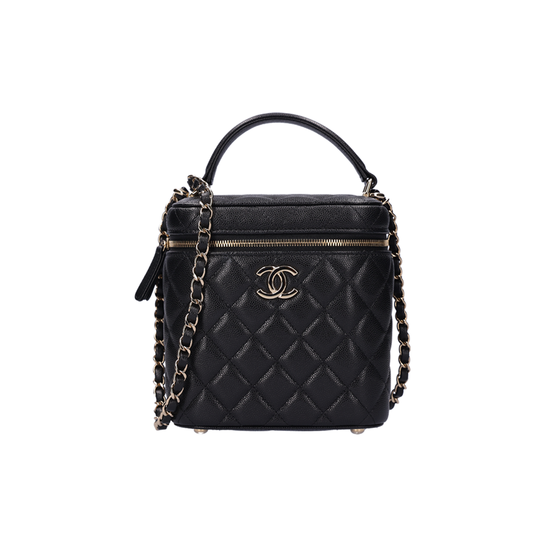 ITNCOEETQ4P4 Chanel Caviar Vanity in Black & Gold Grained Calfskin