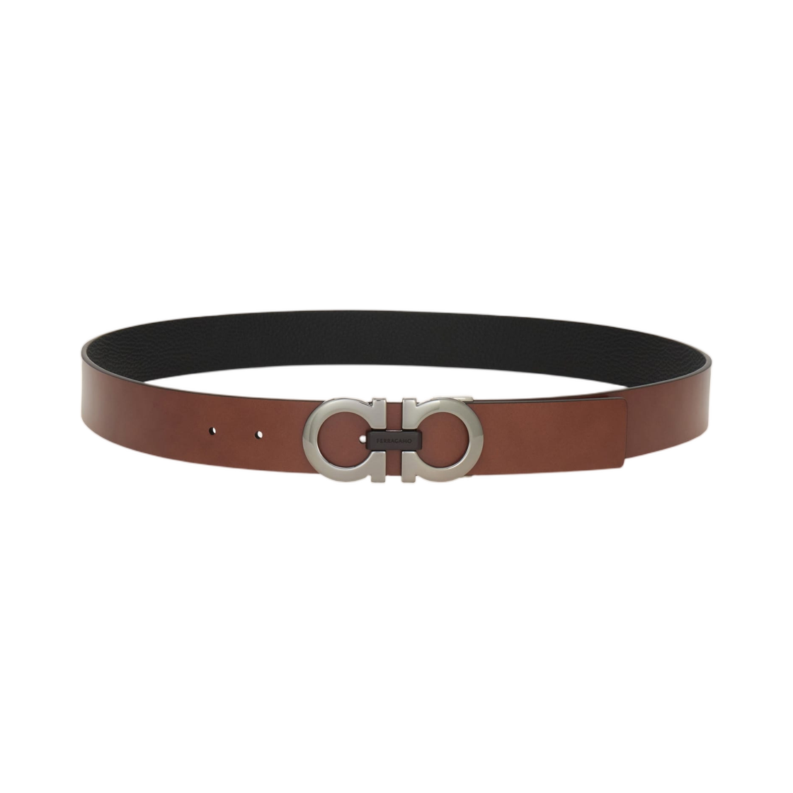 670391-781687 Ferragamo Reversible Adjustable Gancini Belt Brown Black