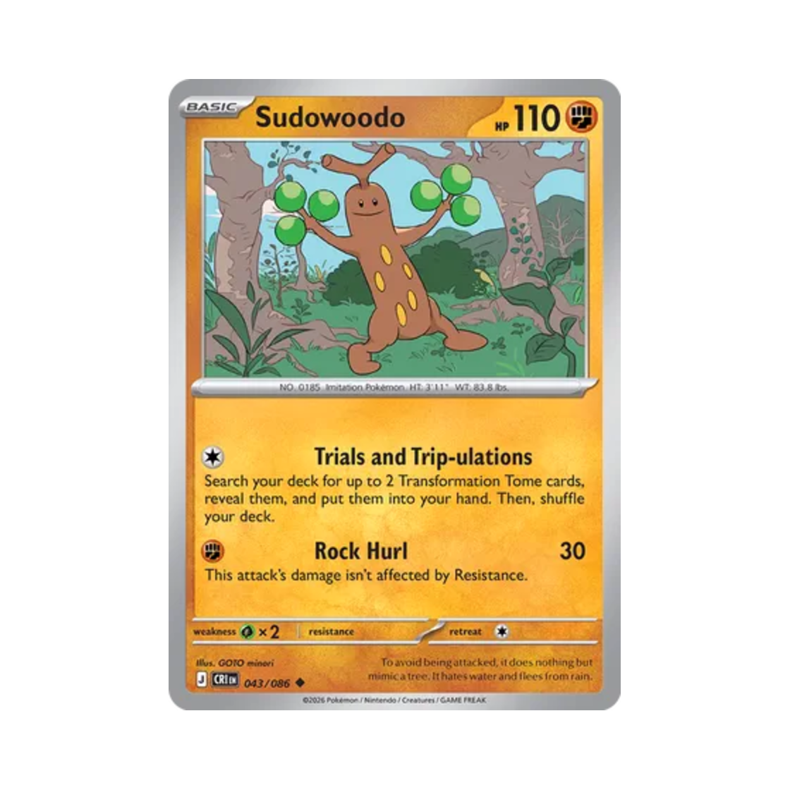 포켓몬 TCG 꼬지모 U 카오스 라이징 (영문판)(Pokemon TCG Sudowoodo U Chaos Rising (English Ver.)) - 1