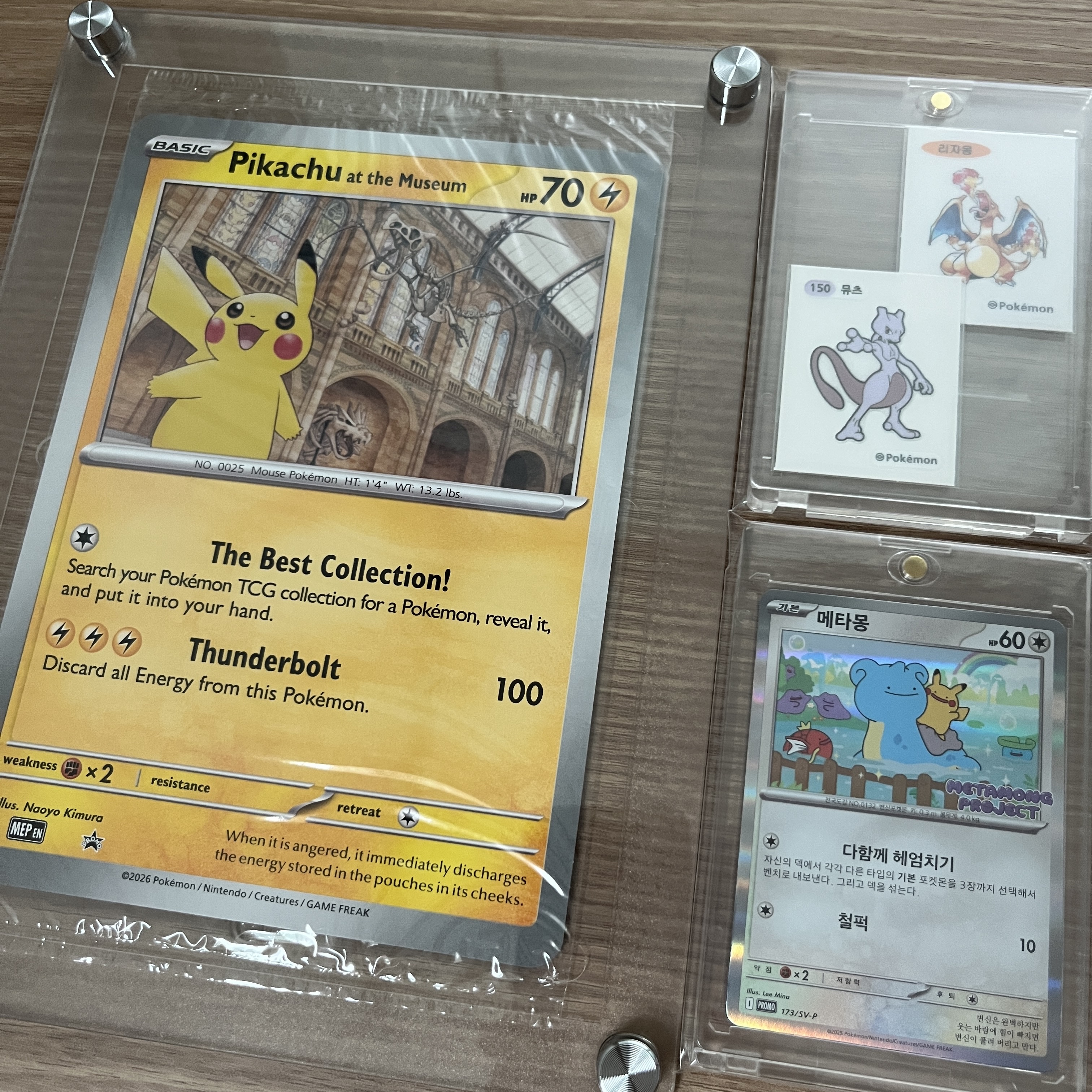 Pokemon TCG Ditto's Time Capsule Promo Card Ditto, Pokemon TCG Pikachu at the Museum Natural History Museum Jumbo Promos (English Ver.) 착용 스타일