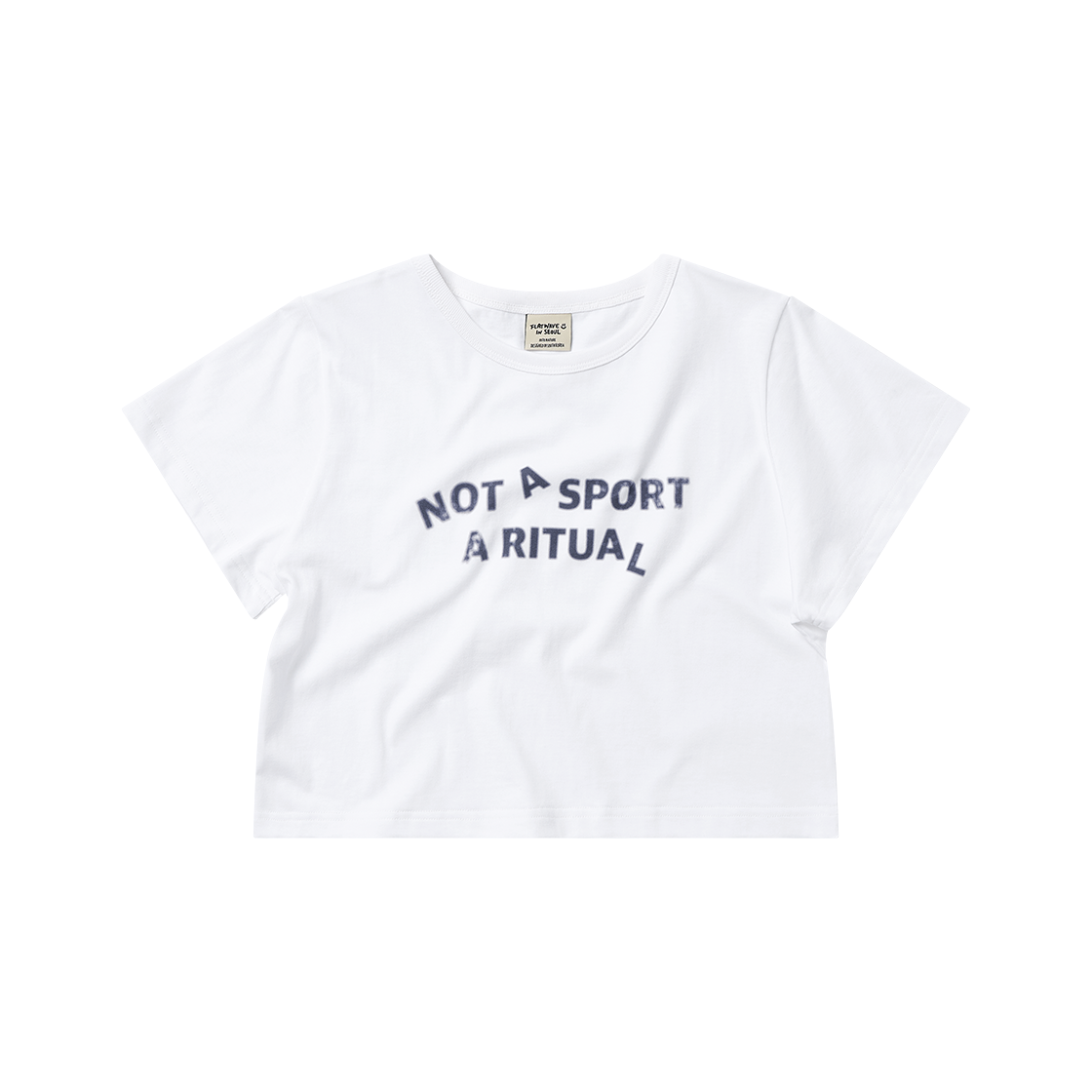 플랫웨이브 인 서울 오로아 프린트 크롭 티셔츠 화이트(Flatwave in Seoul Oloa Print Crop T-Shirts White)