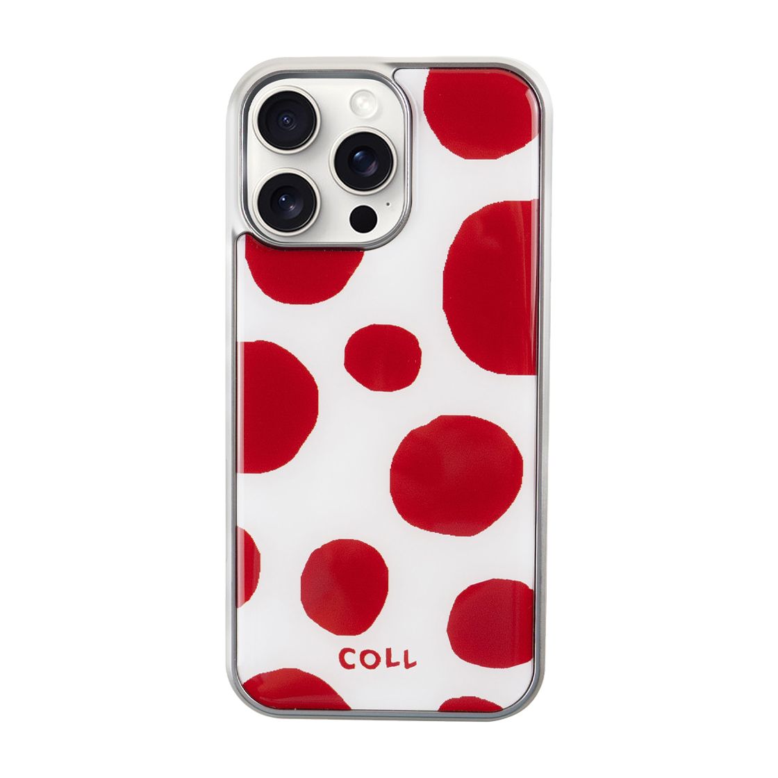꼴라주바캉스 폴카 도트 실버 에폭시 범퍼 케이스 레드(COLLAGEVACANCE Polka Dot Silver Epoxy Bumper Case Red)