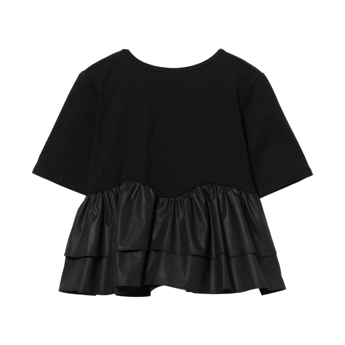 (W) 레이 빔즈 티어드 컷오프 티셔츠 블랙((W) Ray Beams Tiered Cut-Off T-Shirt Black) - 2