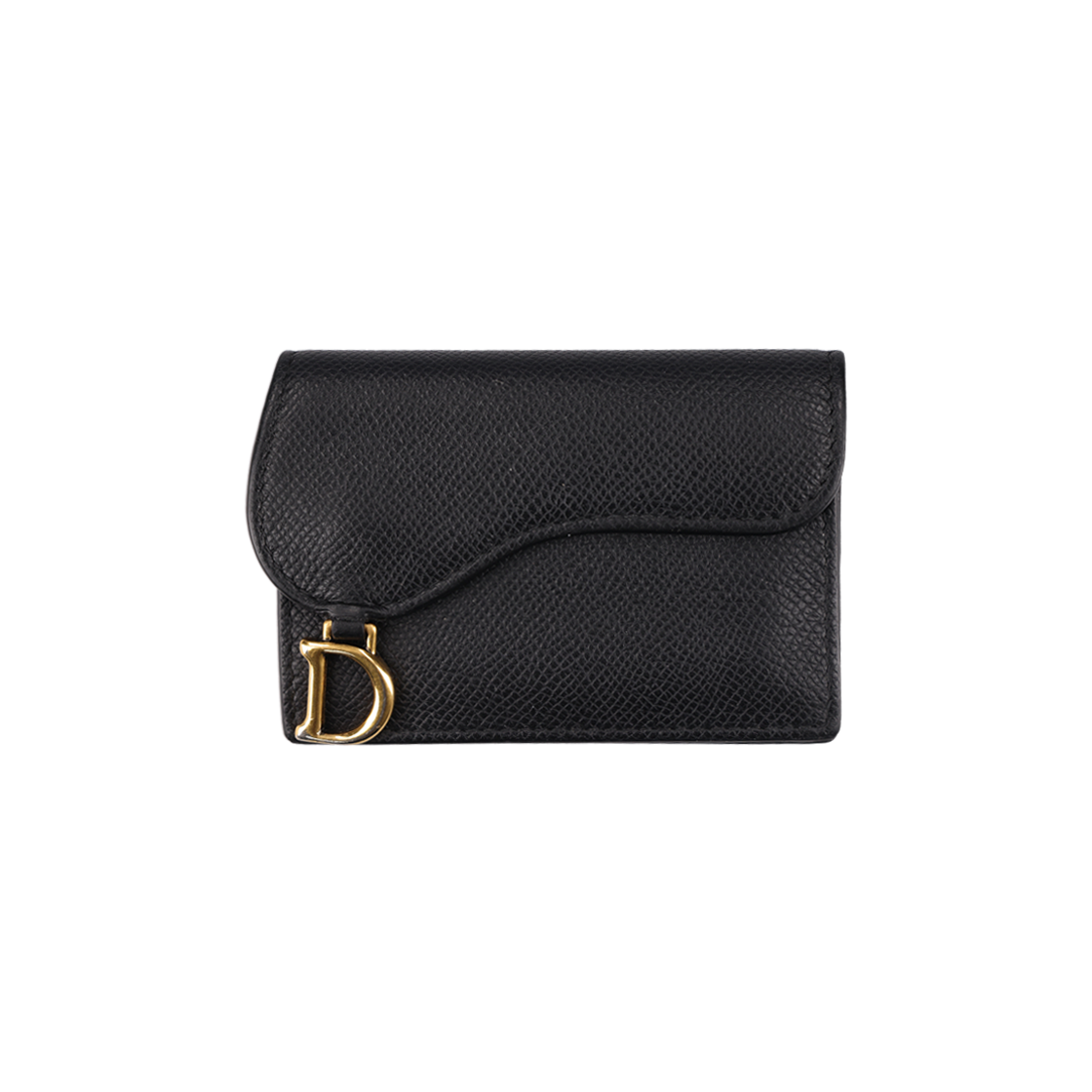 ITVWWUOIT4KK Dior S5611CBAA Saddle Flap Card Holder in Black Grained Calfskin
